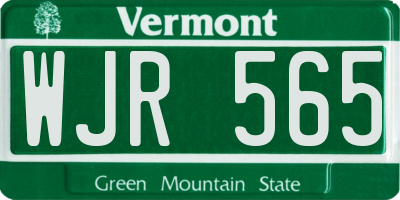 VT license plate WJR565