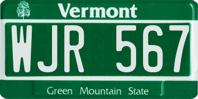 VT license plate WJR567