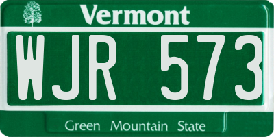 VT license plate WJR573