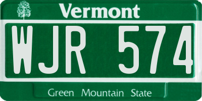 VT license plate WJR574