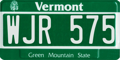 VT license plate WJR575