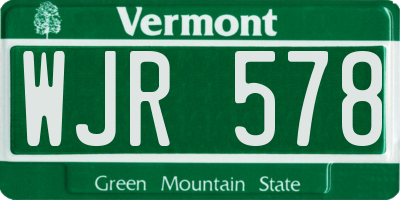 VT license plate WJR578