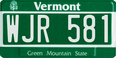 VT license plate WJR581