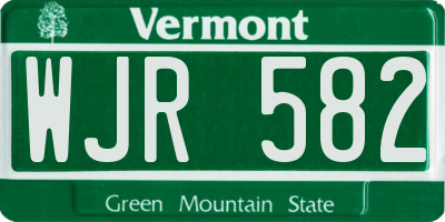 VT license plate WJR582