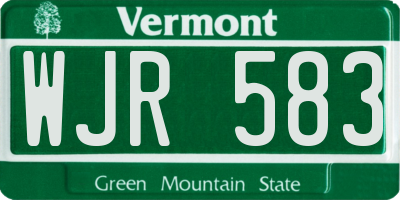 VT license plate WJR583