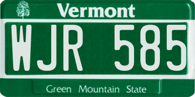 VT license plate WJR585