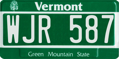 VT license plate WJR587