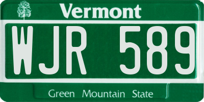 VT license plate WJR589