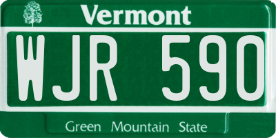 VT license plate WJR590