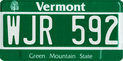 VT license plate WJR592