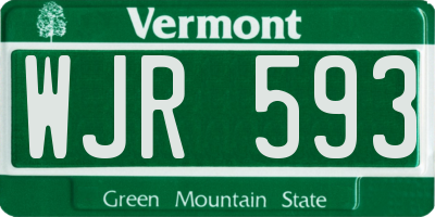 VT license plate WJR593