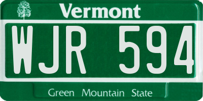 VT license plate WJR594