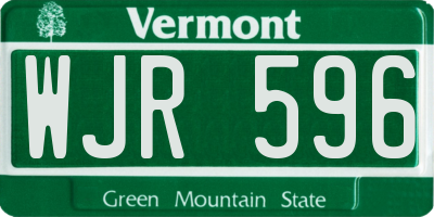 VT license plate WJR596