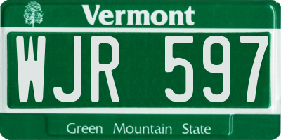 VT license plate WJR597