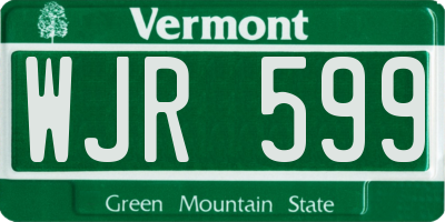 VT license plate WJR599