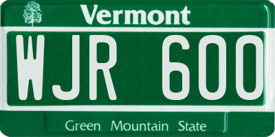 VT license plate WJR600