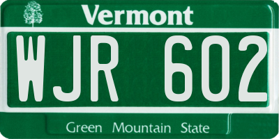 VT license plate WJR602
