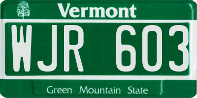 VT license plate WJR603
