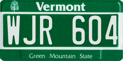 VT license plate WJR604