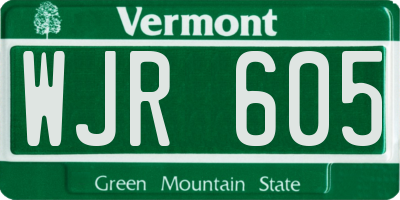 VT license plate WJR605