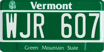 VT license plate WJR607