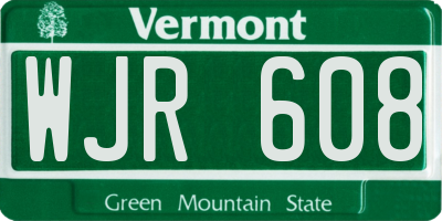 VT license plate WJR608