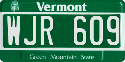 VT license plate WJR609