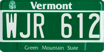 VT license plate WJR612