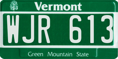 VT license plate WJR613