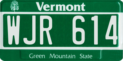 VT license plate WJR614