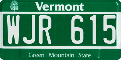 VT license plate WJR615