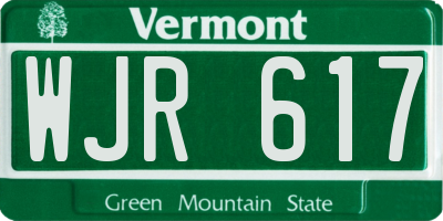 VT license plate WJR617