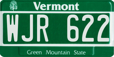 VT license plate WJR622