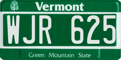 VT license plate WJR625