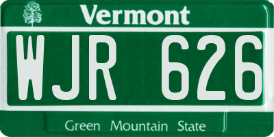VT license plate WJR626