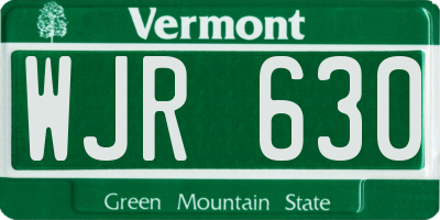 VT license plate WJR630