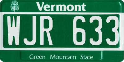 VT license plate WJR633