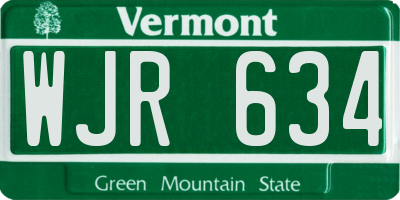 VT license plate WJR634