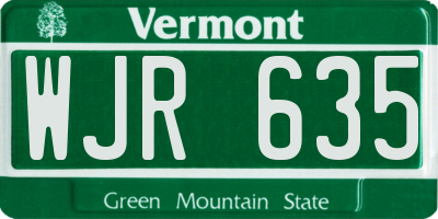 VT license plate WJR635