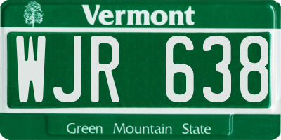 VT license plate WJR638
