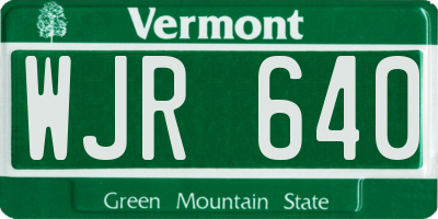 VT license plate WJR640