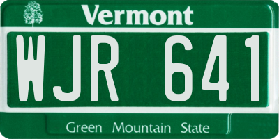 VT license plate WJR641