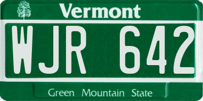 VT license plate WJR642