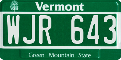 VT license plate WJR643