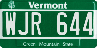VT license plate WJR644