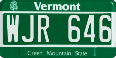 VT license plate WJR646