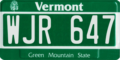VT license plate WJR647