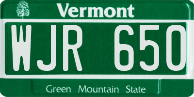 VT license plate WJR650
