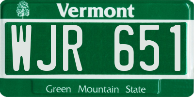 VT license plate WJR651