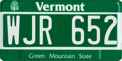 VT license plate WJR652